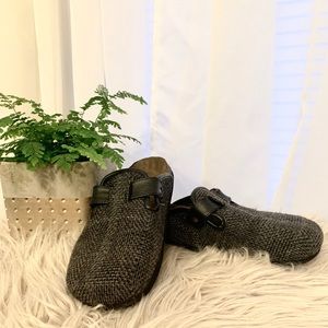 Grey Tweed Clogs